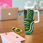 Melbourne Stars Cricket Tumbler With Handle Australian Cricket Mascot - Modern Indigenous Style
