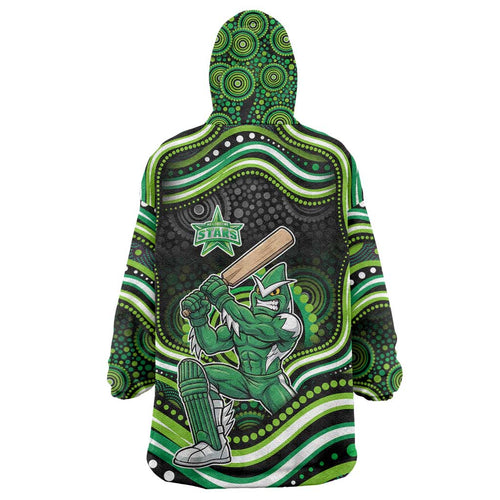 Melbourne Stars Cricket Wearable Blanket Hoodie Australian Cricket Mascot - Modern Indigenous Style
