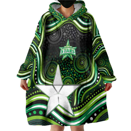 Melbourne Stars Cricket Wearable Blanket Hoodie Australian Cricket Mascot - Modern Indigenous Style