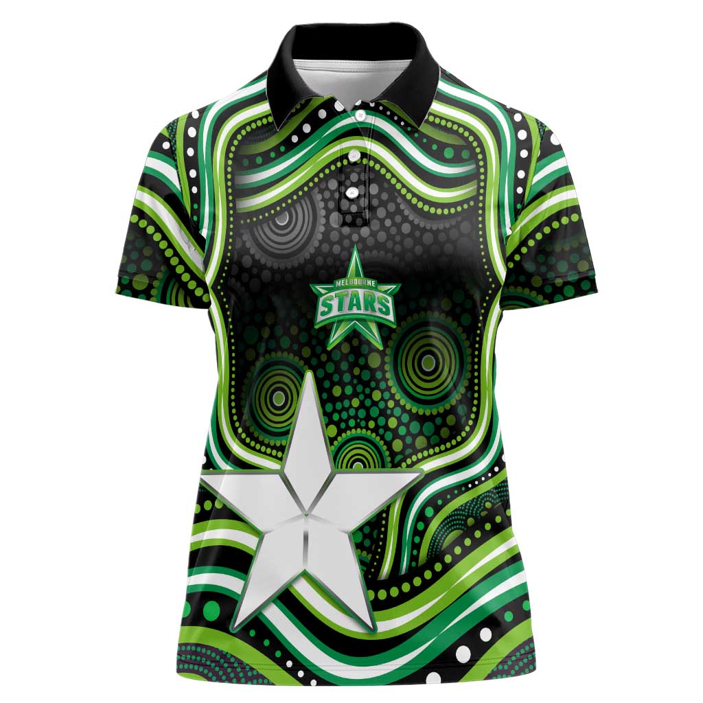 Melbourne Stars Cricket Women Polo Shirt Australian Cricket Mascot - Modern Indigenous Style