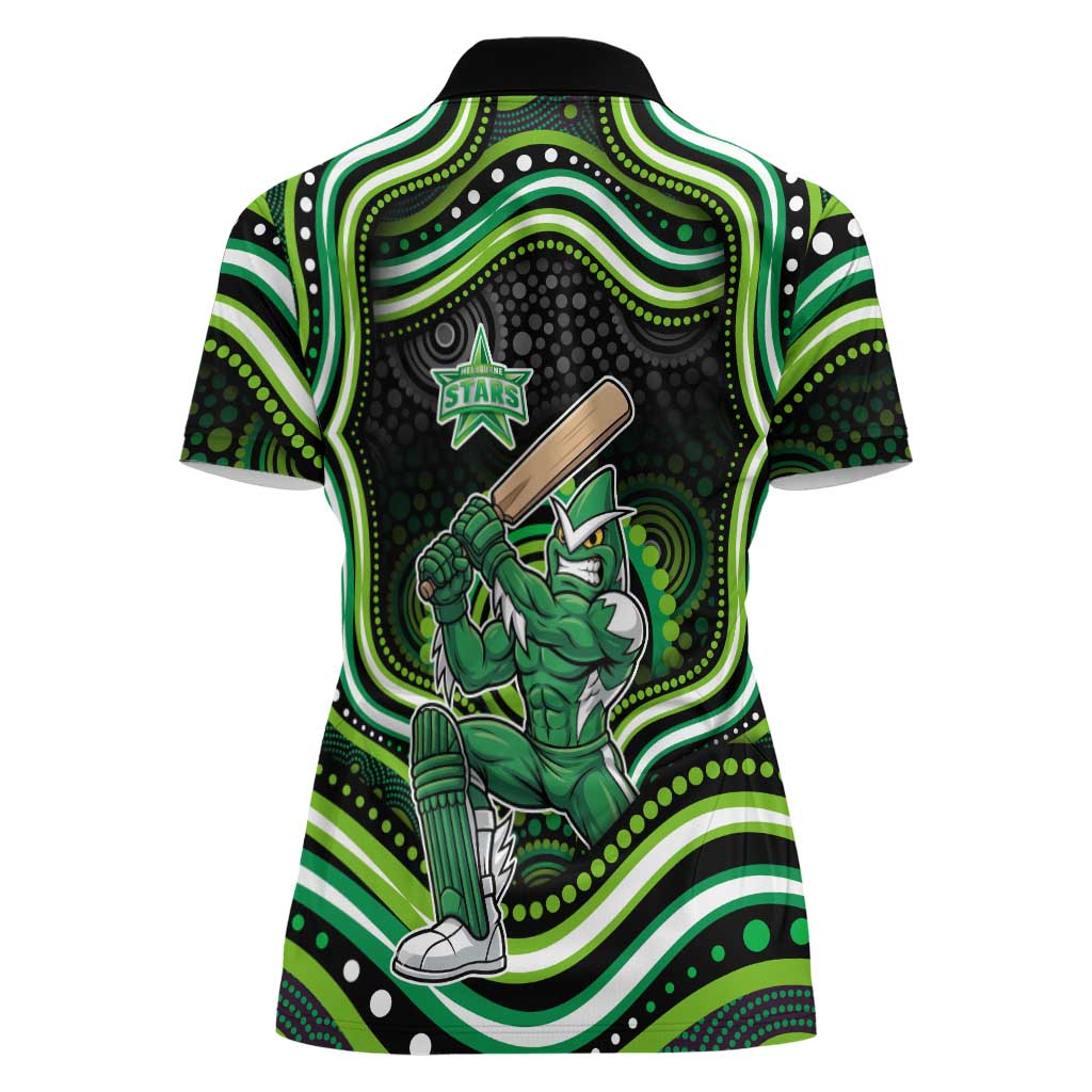 Melbourne Stars Cricket Women Polo Shirt Australian Cricket Mascot - Modern Indigenous Style