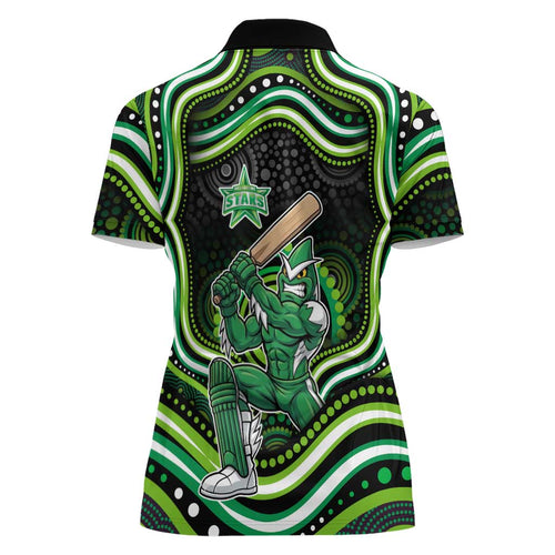Melbourne Stars Cricket Women Polo Shirt Australian Cricket Mascot - Modern Indigenous Style