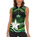 Melbourne Stars Cricket Women Sleeveless Polo Shirt Australian Cricket Mascot - Modern Indigenous Style