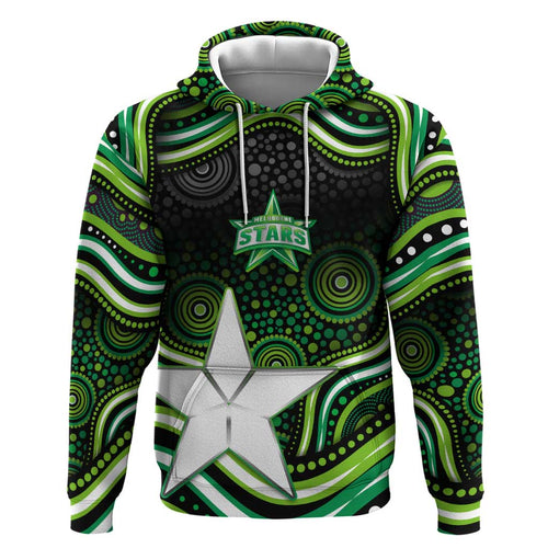 Melbourne Stars Cricket Zip Hoodie Australian Cricket Mascot - Modern Indigenous Style