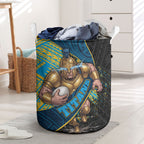 Gold Coast Titans Rugby Laundry Basket Tribal Polynesian Power Art - Lightning Mascot