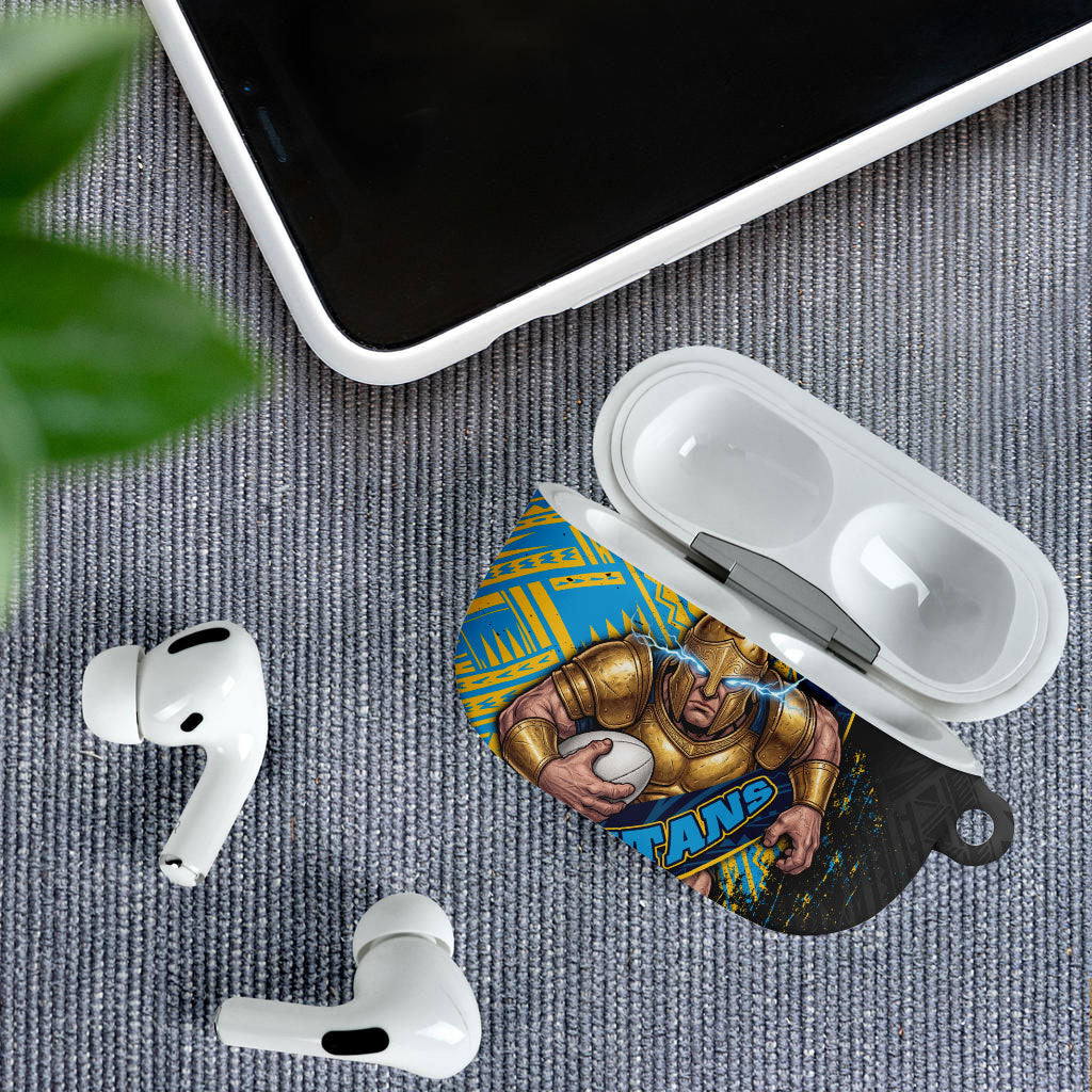 Gold Coast Titans Rugby AirPods Case Tribal Polynesian Power Art - Lightning Mascot