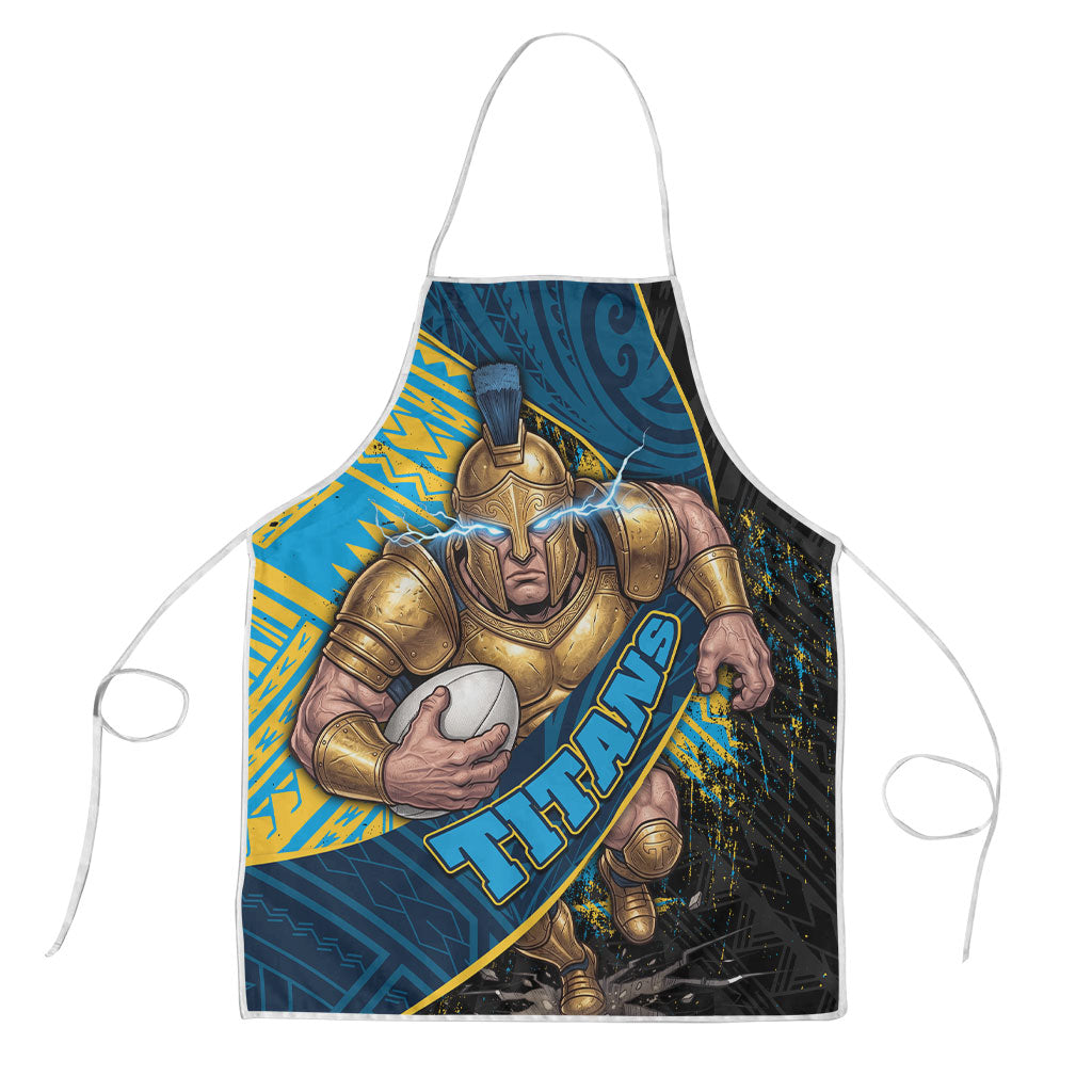 Gold Coast Titans Rugby Apron Tribal Polynesian Power Art - Lightning Mascot
