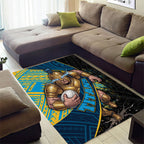 Gold Coast Titans Rugby Area Rug Tribal Polynesian Power Art - Lightning Mascot