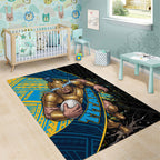 Gold Coast Titans Rugby Area Rug Tribal Polynesian Power Art - Lightning Mascot