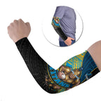 Gold Coast Titans Rugby Arm Sleeves Tribal Polynesian Power Art - Lightning Mascot