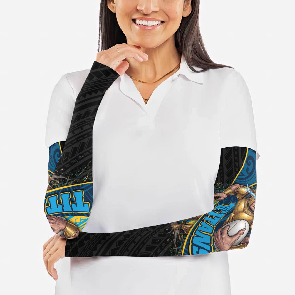 Gold Coast Titans Rugby Arm Sleeves Tribal Polynesian Power Art - Lightning Mascot