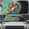 Gold Coast Titans Rugby Auto Sun Shade Tribal Polynesian Power Art - Lightning Mascot