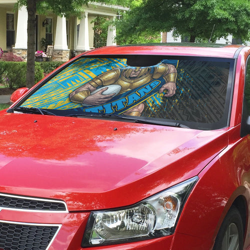 Gold Coast Titans Rugby Auto Sun Shade Tribal Polynesian Power Art - Lightning Mascot