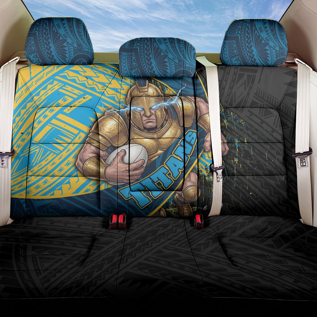 Gold Coast Titans Rugby Back Car Seat Cover Tribal Polynesian Power Art - Lightning Mascot