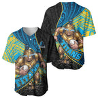 Gold Coast Titans Rugby Baseball Jersey Tribal Polynesian Power Art - Lightning Mascot