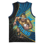 Gold Coast Titans Rugby Basketball Jersey Tribal Polynesian Power Art - Lightning Mascot