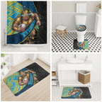 Gold Coast Titans Rugby Bathroom Set Tribal Polynesian Power Art - Lightning Mascot