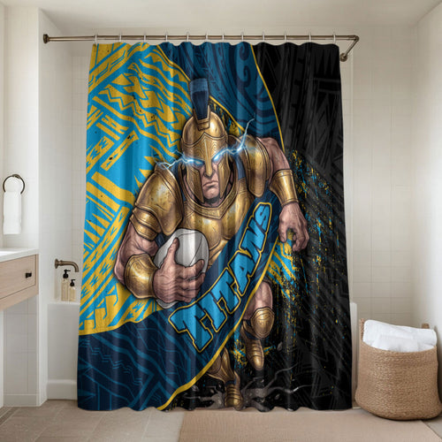 Gold Coast Titans Rugby Bathroom Set Tribal Polynesian Power Art - Lightning Mascot