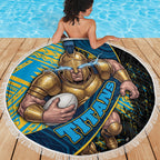Gold Coast Titans Rugby Beach Blanket Tribal Polynesian Power Art - Lightning Mascot