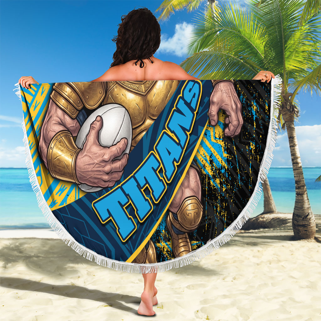 Gold Coast Titans Rugby Beach Blanket Tribal Polynesian Power Art - Lightning Mascot