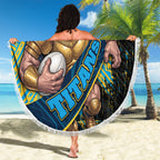 Gold Coast Titans Rugby Beach Blanket Tribal Polynesian Power Art - Lightning Mascot