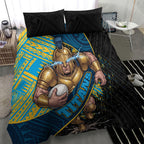 Gold Coast Titans Rugby Bedding Set Tribal Polynesian Power Art - Lightning Mascot