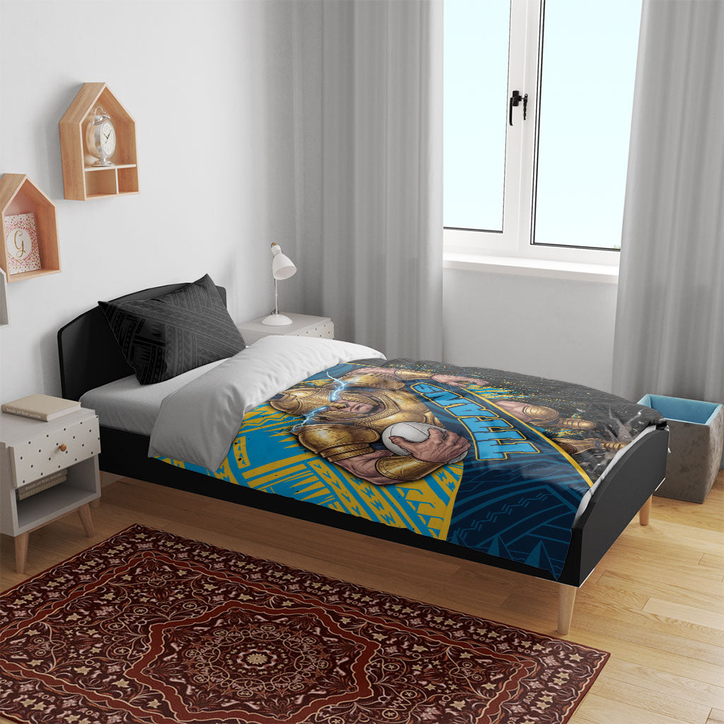 Gold Coast Titans Rugby Bedding Set Tribal Polynesian Power Art - Lightning Mascot