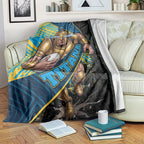 Gold Coast Titans Rugby Blanket Tribal Polynesian Power Art - Lightning Mascot