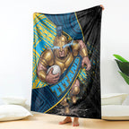 Gold Coast Titans Rugby Blanket Tribal Polynesian Power Art - Lightning Mascot