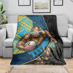 Gold Coast Titans Rugby Blanket Tribal Polynesian Power Art - Lightning Mascot