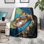 Gold Coast Titans Rugby Blanket Tribal Polynesian Power Art - Lightning Mascot