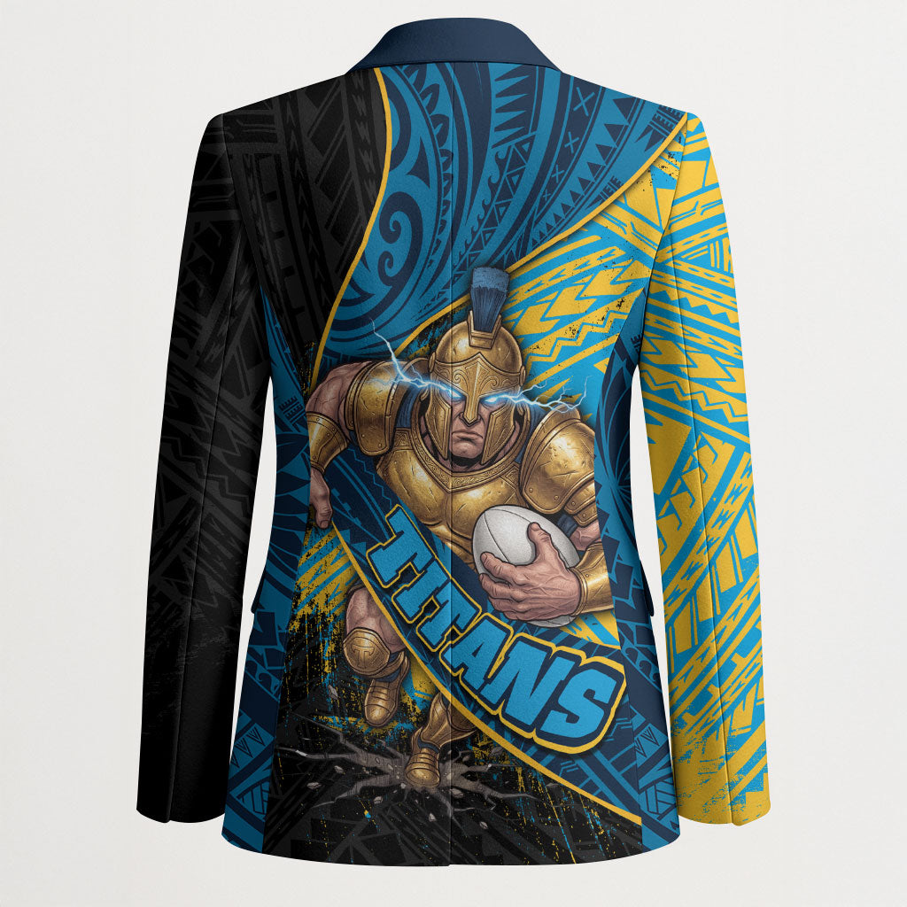 Gold Coast Titans Rugby Blazer Tribal Polynesian Power Art - Lightning Mascot