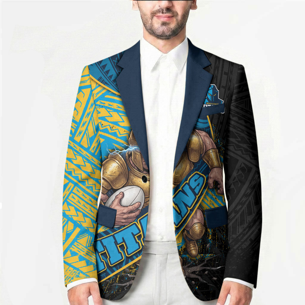 Gold Coast Titans Rugby Blazer Tribal Polynesian Power Art - Lightning Mascot