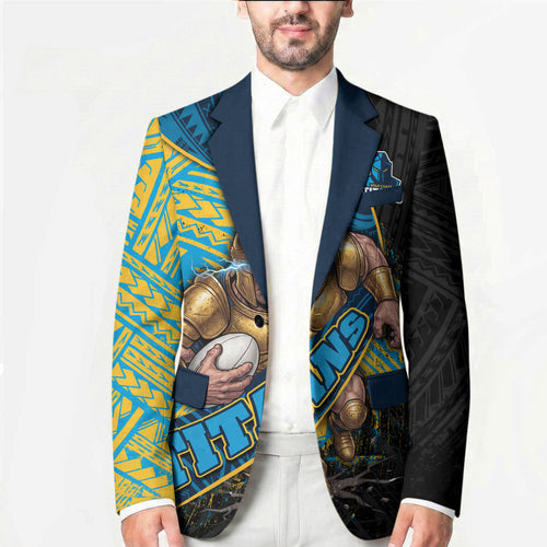 Gold Coast Titans Rugby Blazer Tribal Polynesian Power Art - Lightning Mascot