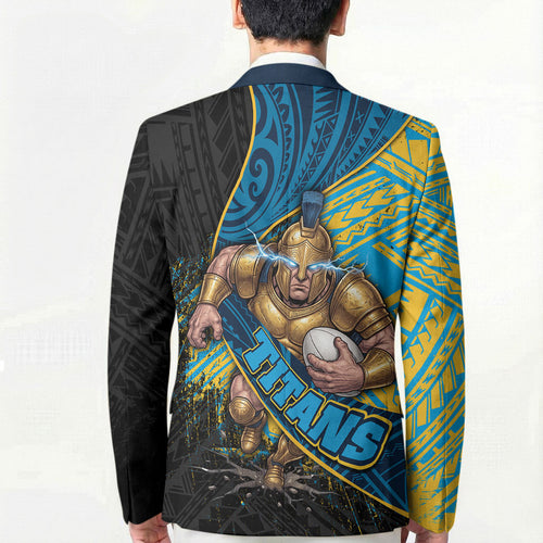 Gold Coast Titans Rugby Blazer Tribal Polynesian Power Art - Lightning Mascot