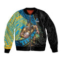 Gold Coast Titans Rugby Bomber Jacket Tribal Polynesian Power Art - Lightning Mascot