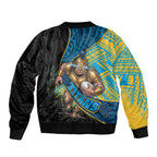 Gold Coast Titans Rugby Bomber Jacket Tribal Polynesian Power Art - Lightning Mascot