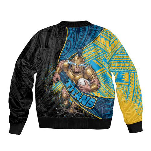 Gold Coast Titans Rugby Bomber Jacket Tribal Polynesian Power Art - Lightning Mascot