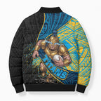 Gold Coast Titans Rugby Bomber Puffer Jacket Tribal Polynesian Power Art - Lightning Mascot