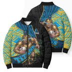 Gold Coast Titans Rugby Bomber Puffer Jacket Tribal Polynesian Power Art - Lightning Mascot