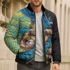 Gold Coast Titans Rugby Bomber Puffer Jacket Tribal Polynesian Power Art - Lightning Mascot