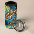Gold Coast Titans Rugby 4 in 1 Can Cooler Tumbler Tribal Polynesian Power Art - Lightning Mascot