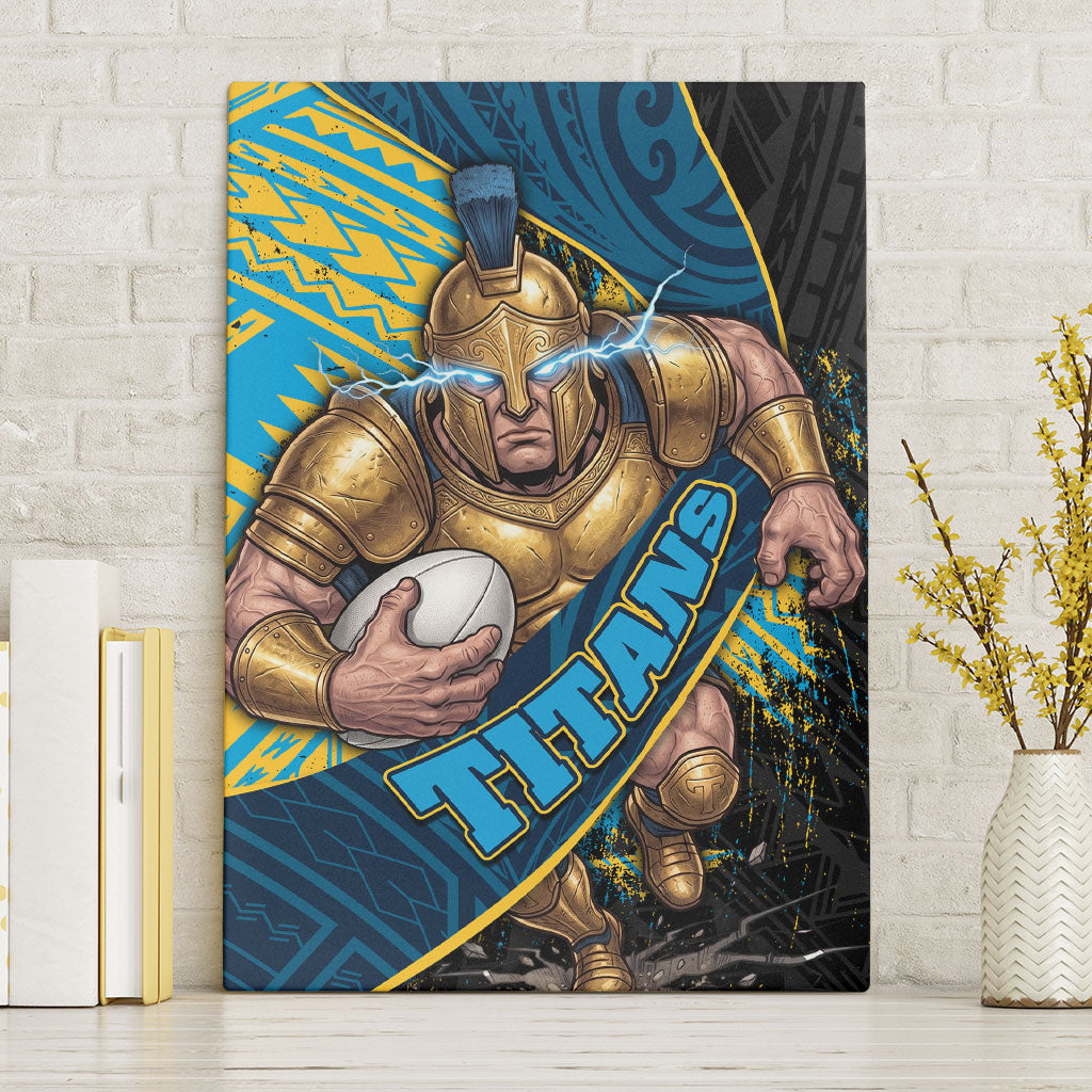 Gold Coast Titans Rugby Canvas Wall Art Tribal Polynesian Power Art - Lightning Mascot