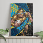 Gold Coast Titans Rugby Canvas Wall Art Tribal Polynesian Power Art - Lightning Mascot