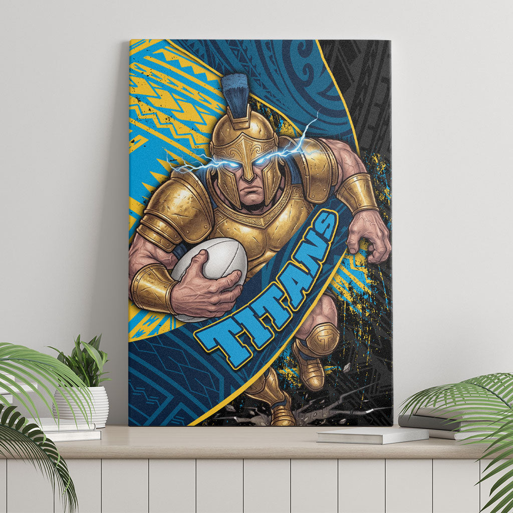 Gold Coast Titans Rugby Canvas Wall Art Tribal Polynesian Power Art - Lightning Mascot