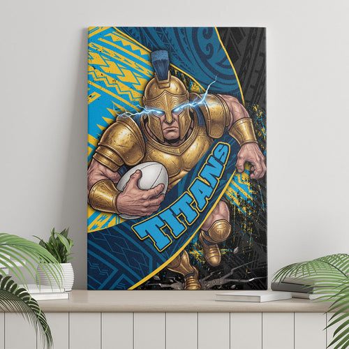 Gold Coast Titans Rugby Canvas Wall Art Tribal Polynesian Power Art - Lightning Mascot