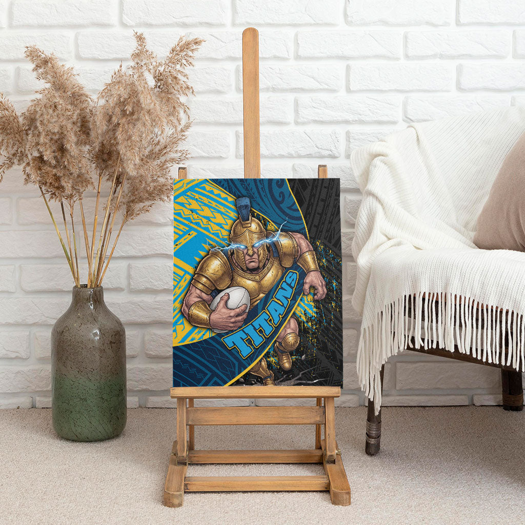 Gold Coast Titans Rugby Canvas Wall Art Tribal Polynesian Power Art - Lightning Mascot