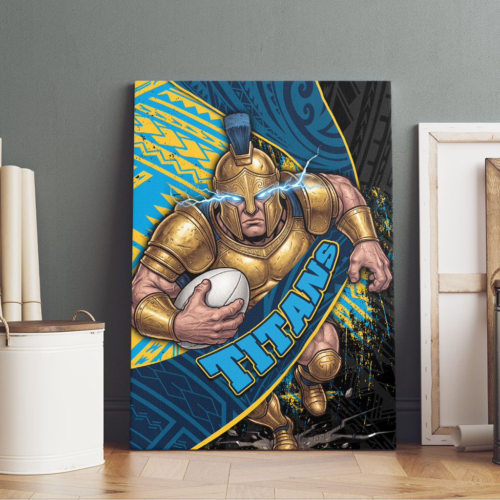 Gold Coast Titans Rugby Canvas Wall Art Tribal Polynesian Power Art - Lightning Mascot