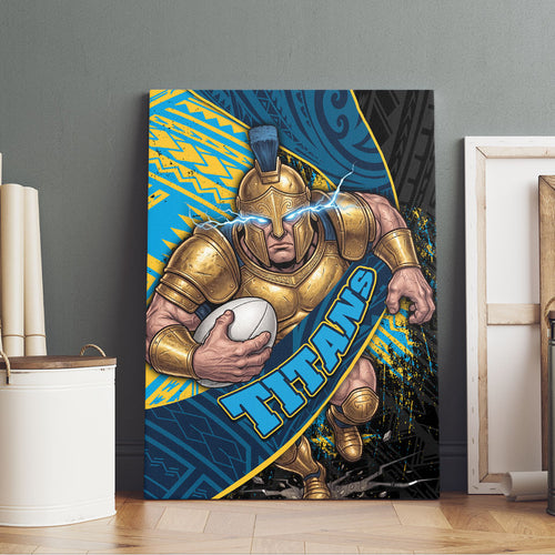 Gold Coast Titans Rugby Canvas Wall Art Tribal Polynesian Power Art - Lightning Mascot