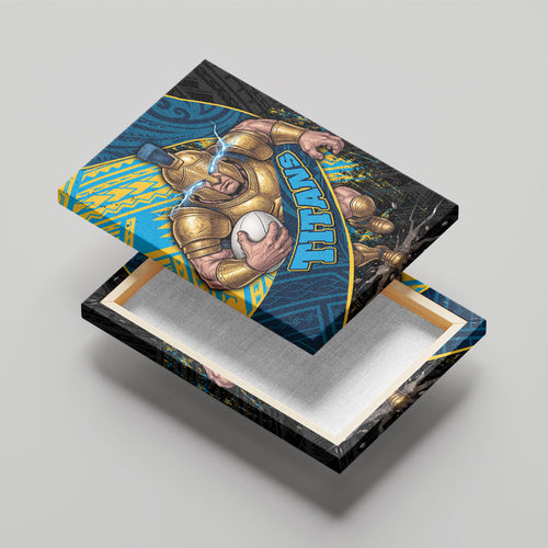 Gold Coast Titans Rugby Canvas Wall Art Tribal Polynesian Power Art - Lightning Mascot